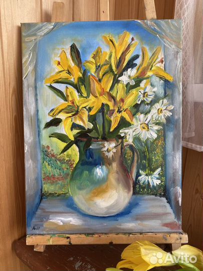 Картина маслом «Лилии», холст 30*40