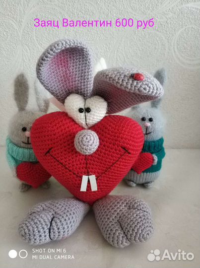 Вязанные игрушки заяц. Символ 2023 года В наличии