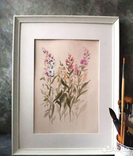 Акварельная картина Полевые цветы Прованс