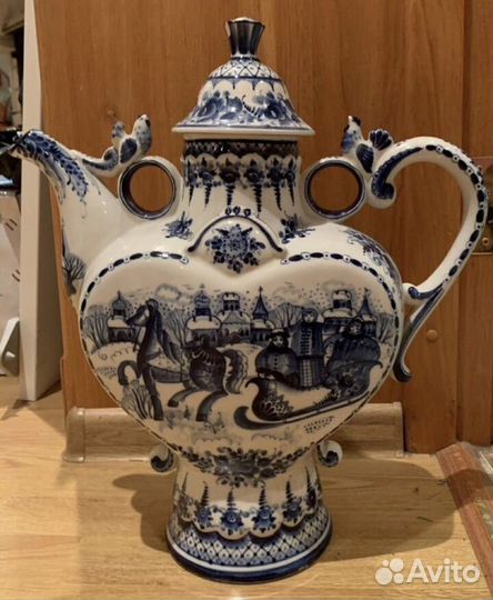 Кумган «Масленица» (кувшин, квасник) Гжель