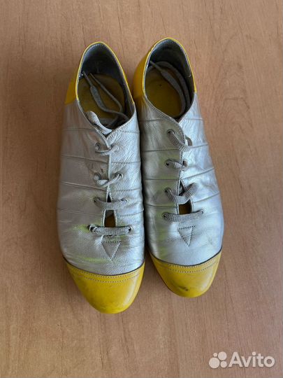 Ботинки женские золотистые из натуральной кожи