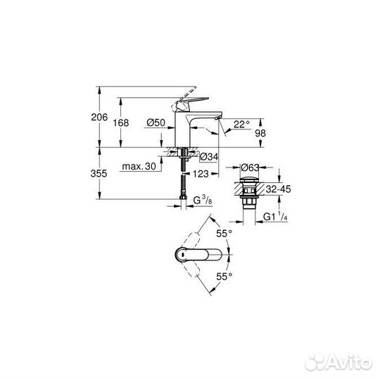 23926000 Eurosmart Cosmopolitan Смеситель с нажимн