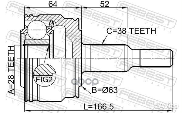 Шрус внешний задний VW touareg 2003-2010 2310-T