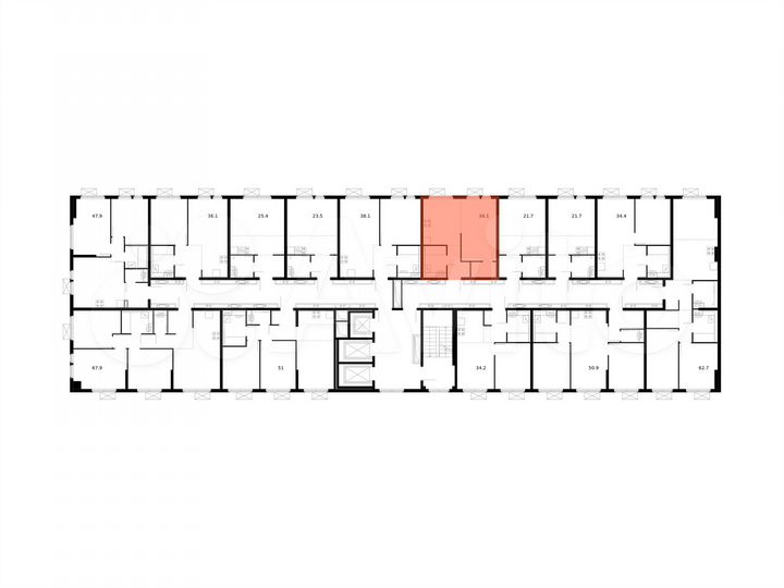 1-к. квартира, 34,1 м², 9/25 эт.