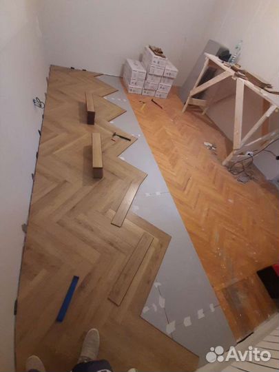Укладка ламината с плинтусами