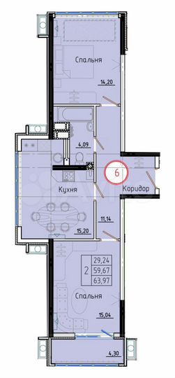 2-к. квартира, 64 м², 2/8 эт.
