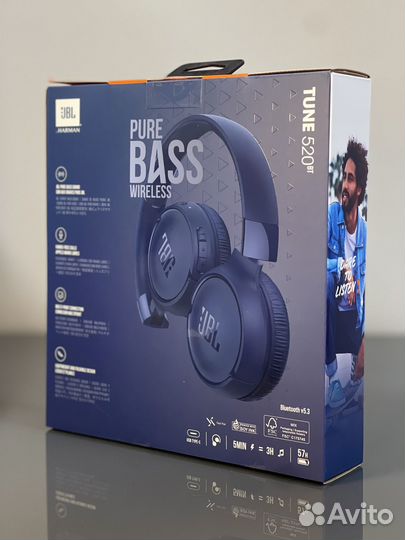 Наушники JBL Tune 520BT синие (новые, оригинал)