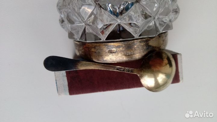 Солонка.Хрусталь.Серебро 875.СССР