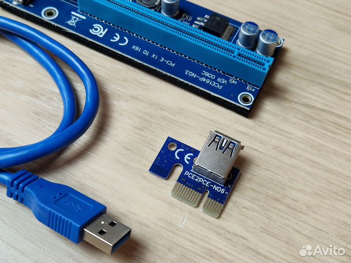 Райзер PCI-E 1x to 16x USB 3.0 riser 6 PIN