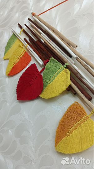 Настенное панно макраме, листья