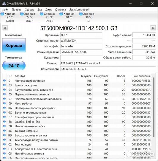 Жесткие диски Seagate, WD, Toshiba 3.5 1 Tb/500 Gb