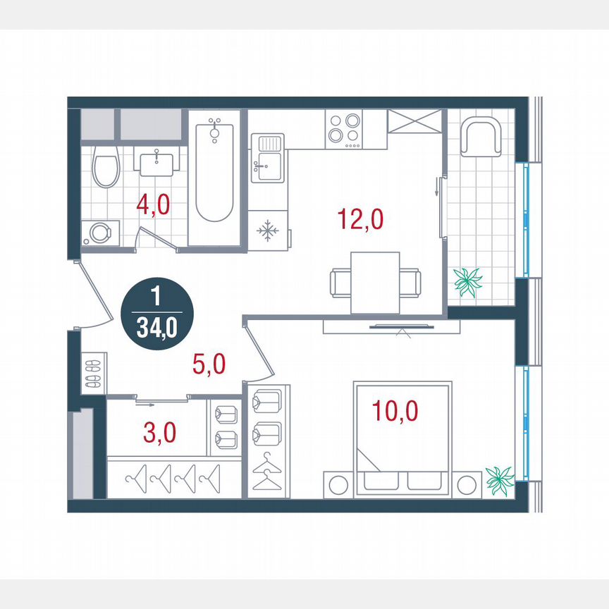 1-к. квартира, 34 м², 17/17 эт.