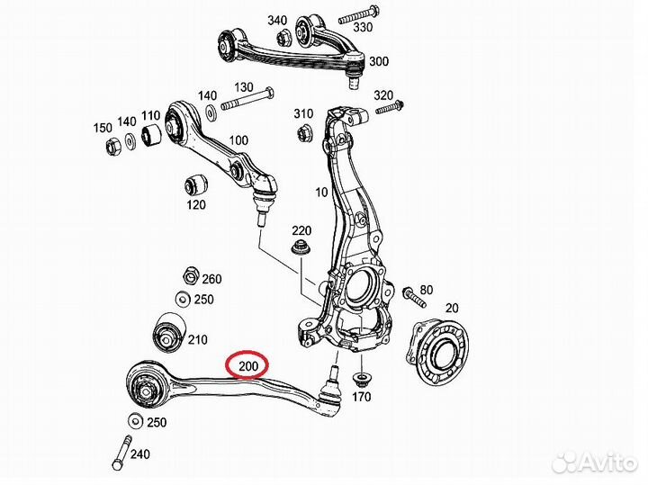 Рычаг передний правый Mercedes w222 c217 x222