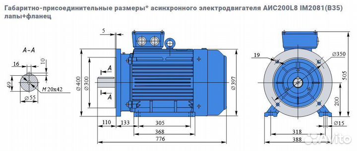 Электродвигатель евростандарта аис 15кВт/750об