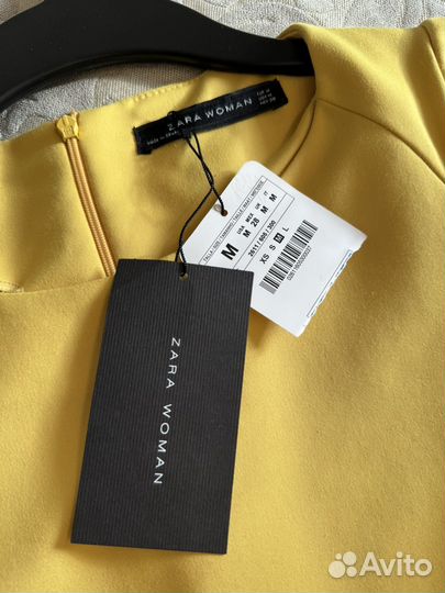 Платье вечернее zara m жёлтое/горчичное