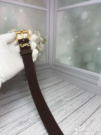 Ремень Ysl женский натуральная замша-кожа люкс