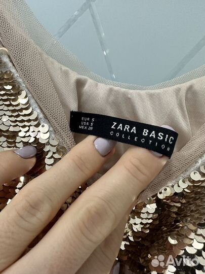 Платье с пайетками zara