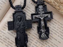 Крест мужской на гайтане Николай Чудотворец