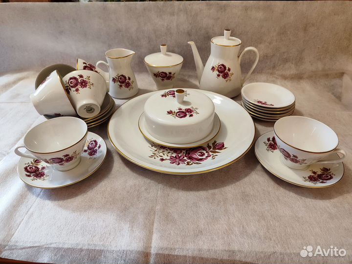 Сервиз чайный ГДР Розовые пионы
