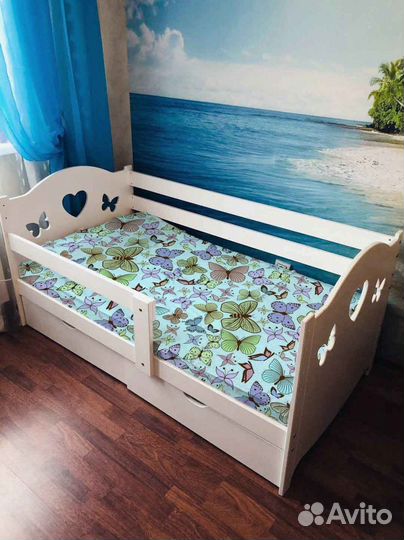 Кроватка берёза сингл детская высокий борт