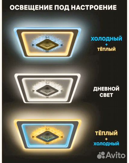 Люстра потолочная светодиодная с пультом