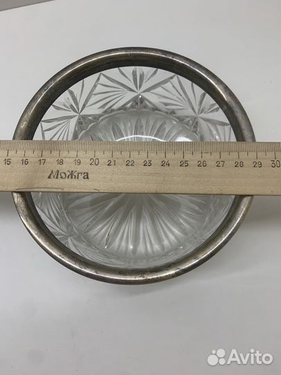 Конфетница хрустальная с мельхиором