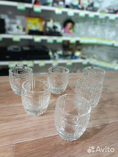 Набор стопочки - бочонок хрустальные