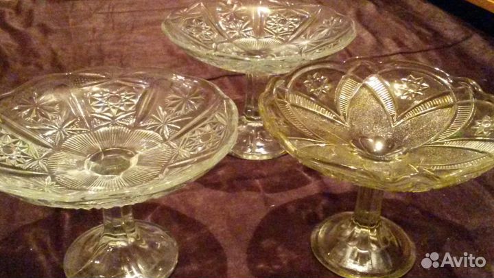 Ваза на ножке толстое стекло СССР