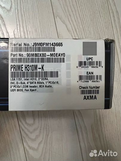 Материнская плата asus prime H310M-K