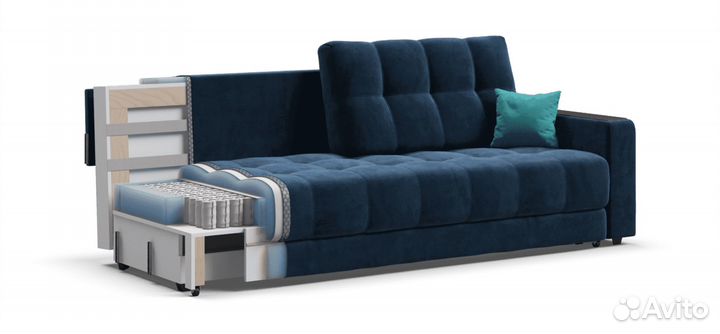 Диван boss, велюр синий