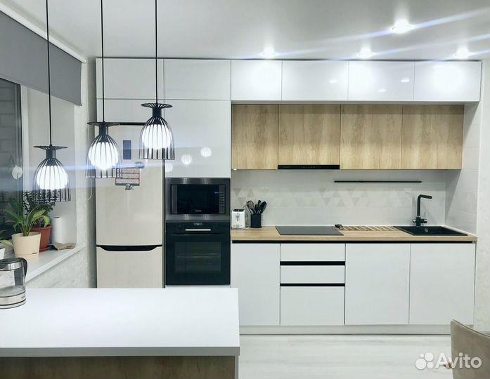 Прямой кухонный гарнитур современный