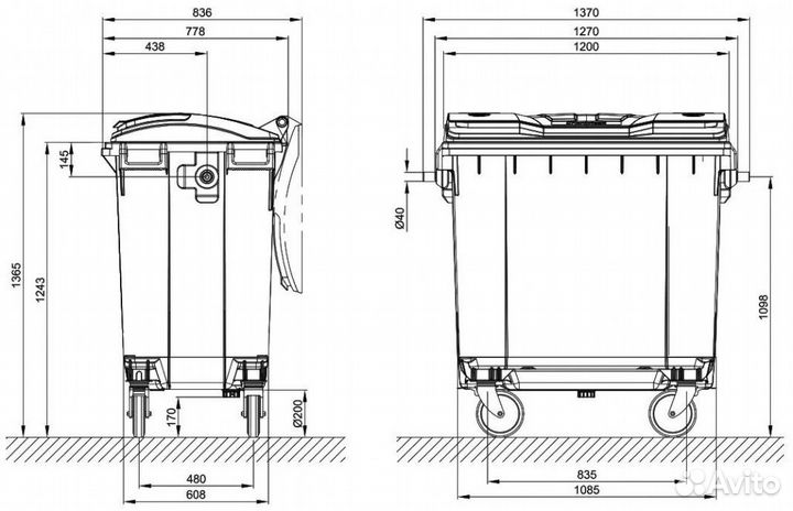 Пластиковый контейнер 770л. Арт. 40429