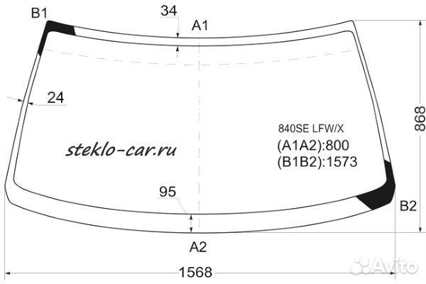 Стекло лобовое volvo 850 4\5D SED\STW 1992-97 KMK 1560*800