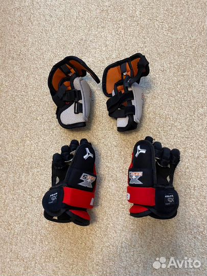 Щитки хоккейные детские, налокотники, краги