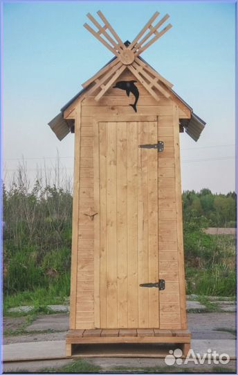 Дачный туалет деревянный прямоугольник CNE