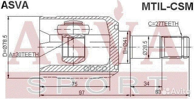 ШРУС внутренний левый 30x41x27 mtilcsm asva