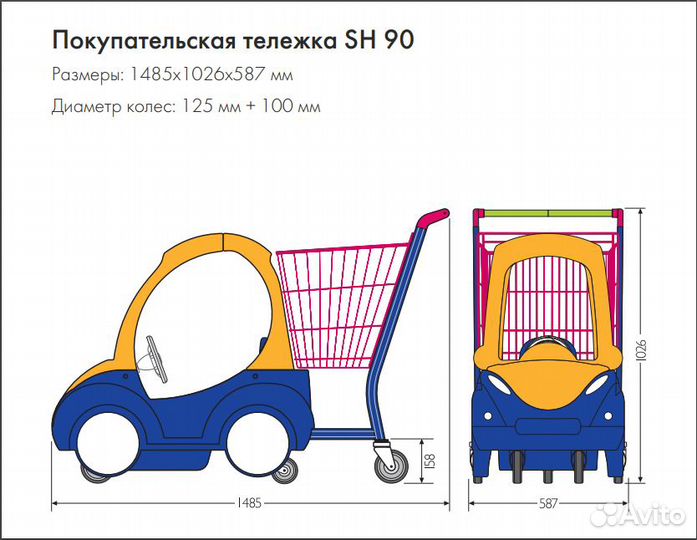 Тележка детская с машинкой