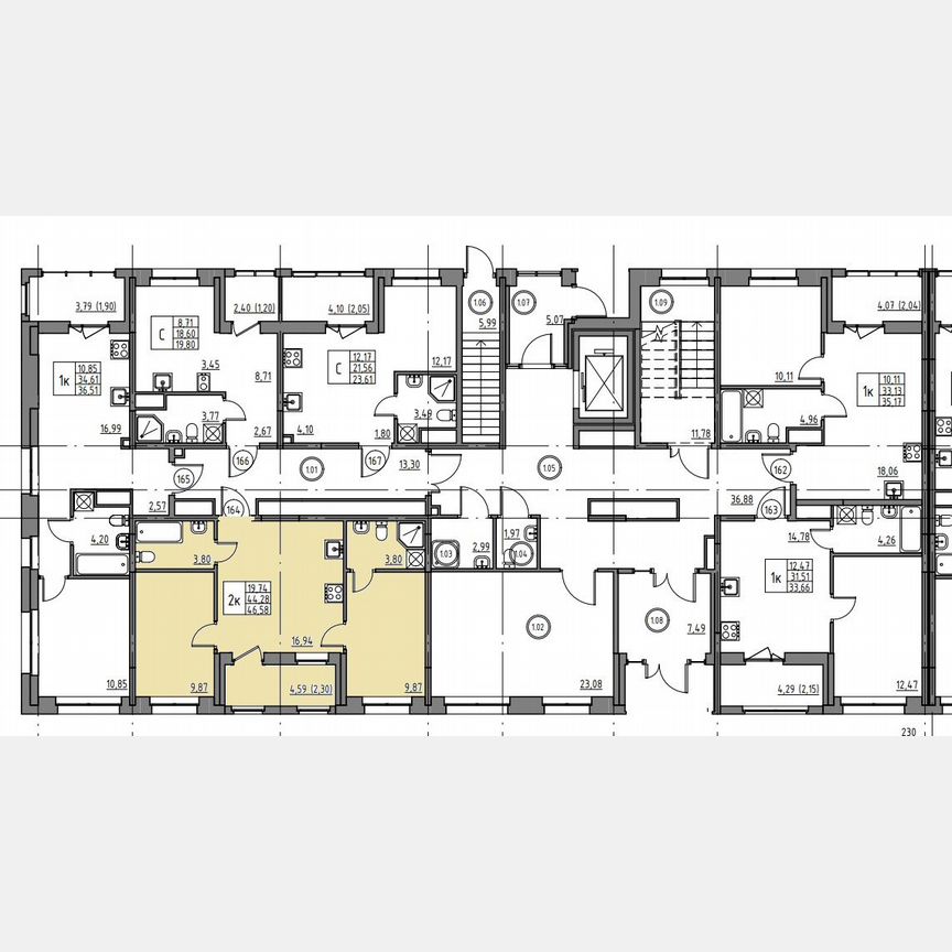 2-к. квартира, 46,6 м², 1/12 эт.