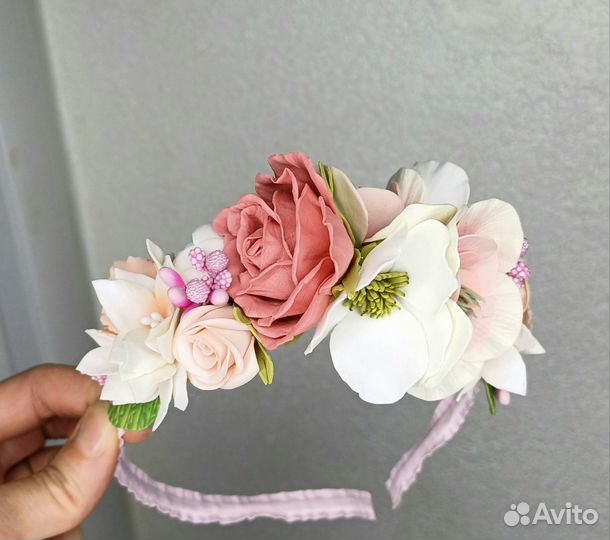 Ободок с цветами Ручная работа