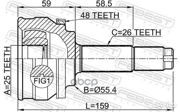 Шрус наружный 25X55.4X26 1510-003A48 Febest