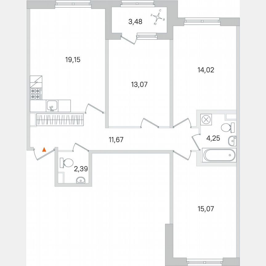 3-к. квартира, 81,4 м², 1/4 эт.