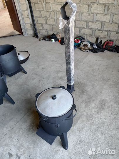 Казан узбекский чугунный 8 л +Печка с дымоходом
