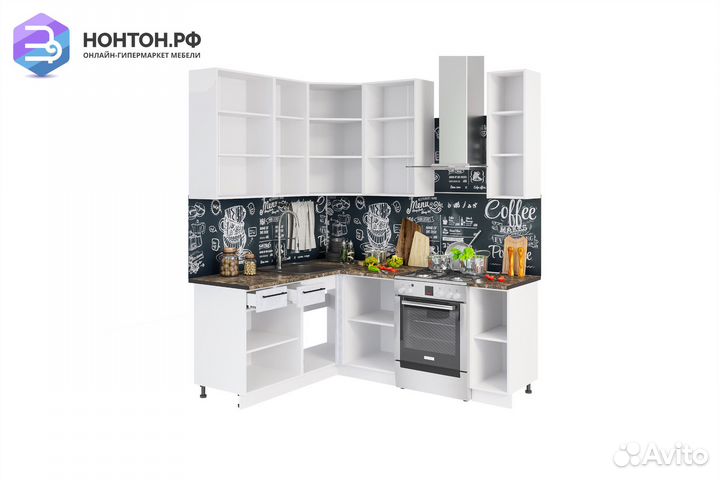 Кухня угловая Нувель 1.6 на 1.4 м бетон черный