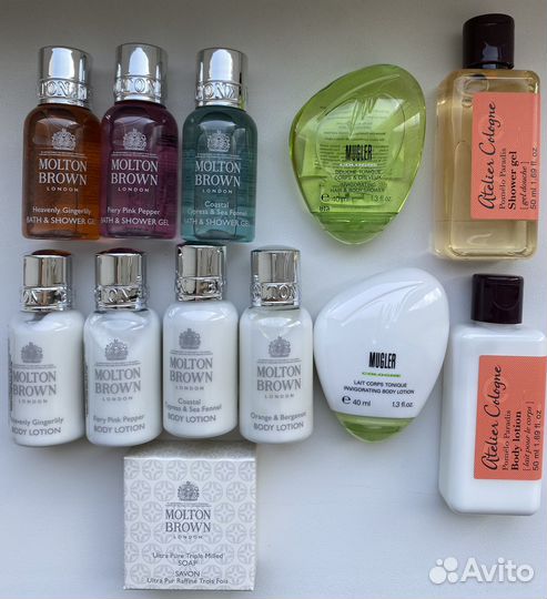 Миниатюры Molton Brown Mugler молочко гель мыло