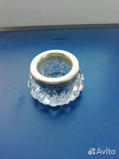 Хрустальная солонка с серебром СССР