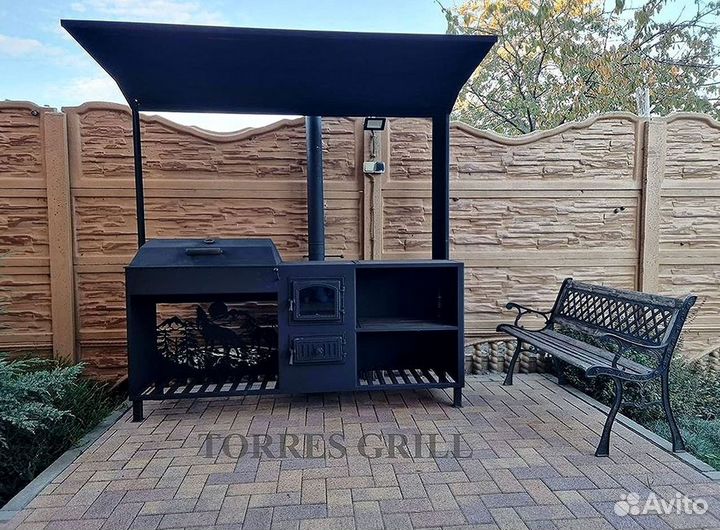 Мангал с печью под казан