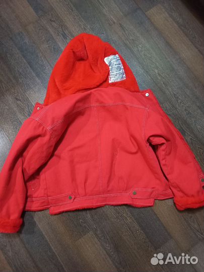 Джинсовка на меху с капюшоном