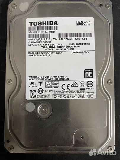 Hdd toshiba 500 gb