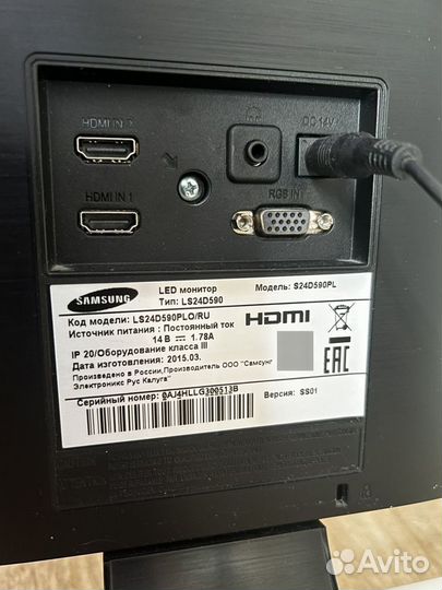 Монитор Samsung 24 дюйма FullHD, model S24D590PL