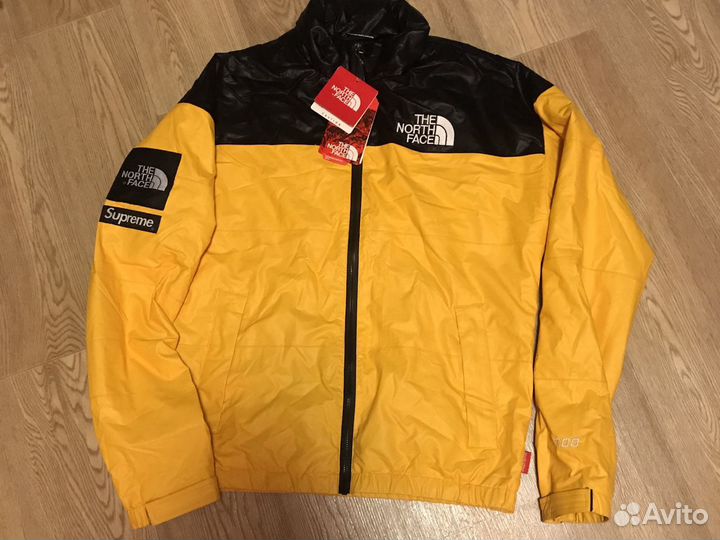 Supreme the north face leather nuptse jacket yellow online